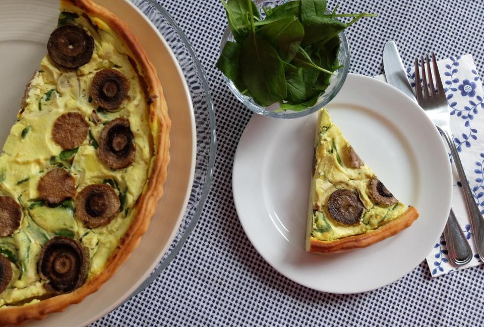 Hubový quiche so špenátom