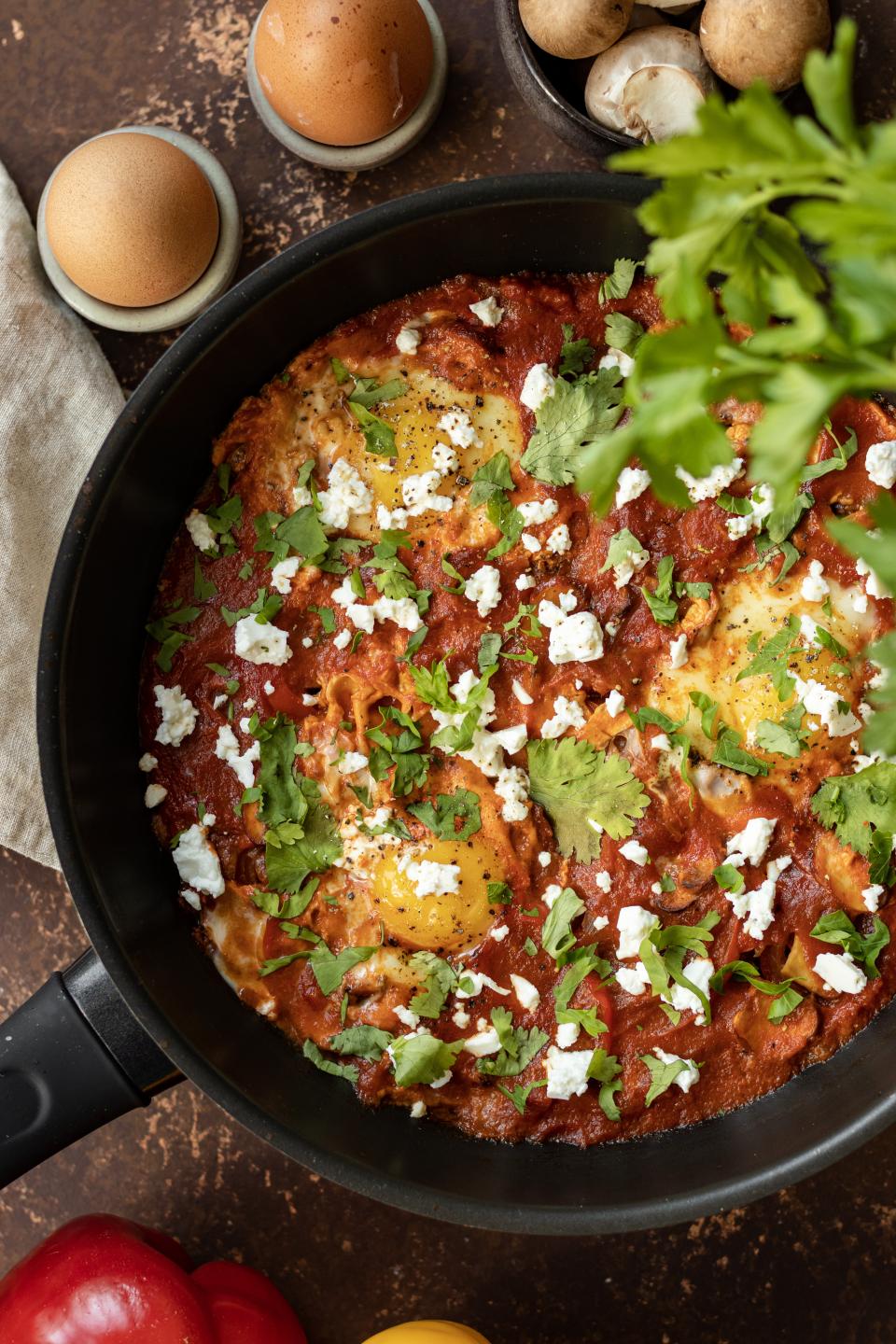 Shakshuka so šampiňónmi